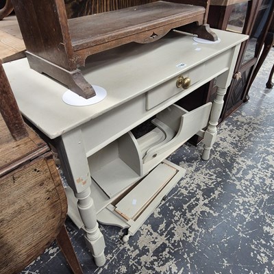 Lot 1182 - A painted antique pine dressing table with a...