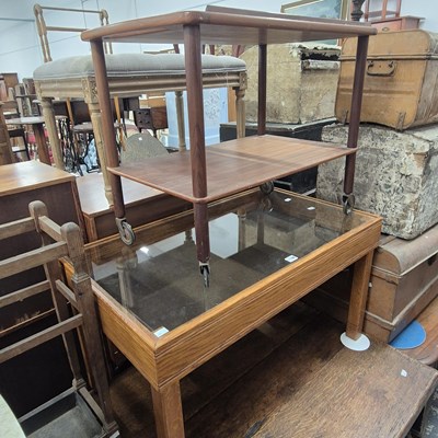 Lot 1198 - A mahogany two tier trolley together with a...