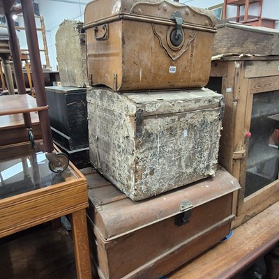 Lot 1202 - Two tin trunks and another wooden