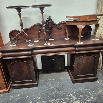 Lot 1207 - A Victorian mahogany pedestal side board