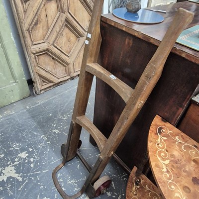 Lot 1209 - A vintage wood and iron sack barrow