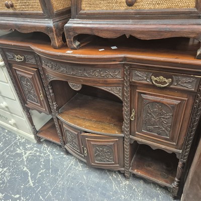 Lot 1348 - A Victorian foliate carved mahogany sideboard,...
