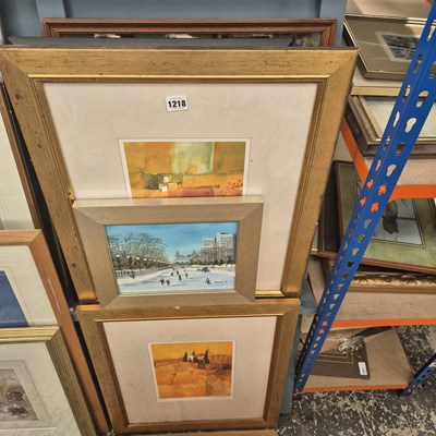 Lot 1218 - A Collection of decorative prints and paintings.