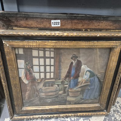 Lot 1222 - An antique painting interior scene and a 19th...
