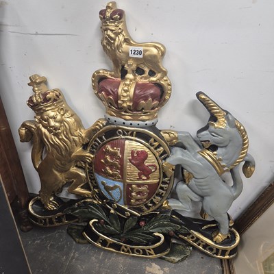 Lot 1230 - A cast royal armorial crest. 74 x 70 cm