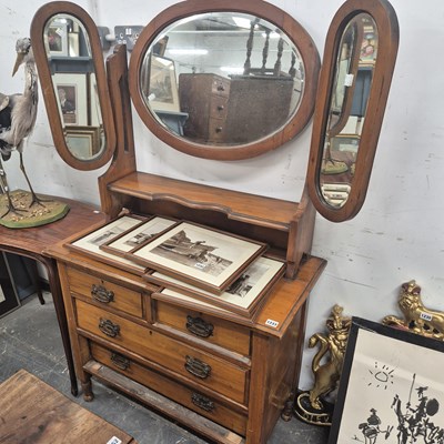 Lot 1233 - A satin walnut Edwardian dressing chest.