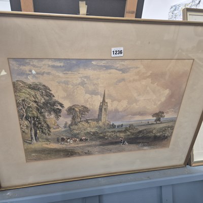 Lot 1236 - A large watercolour signed George A Fripp 53 x...