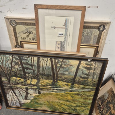 Lot 1278 - A large oil painting and other decorative...