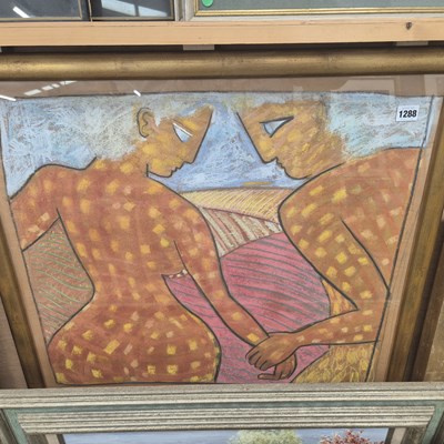 Lot 1288 - An interesting 20th century pastel artwork.