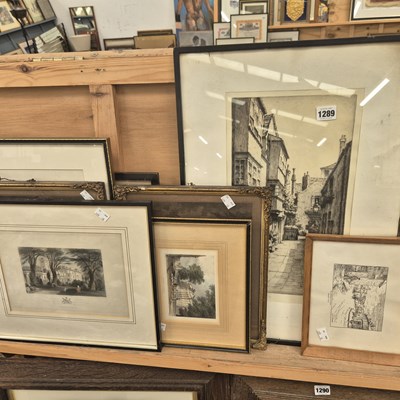 Lot 1289 - Various etchings and other pictures.