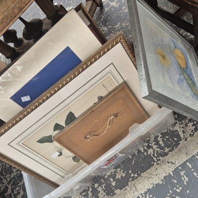 Lot 1336 - A box of antique and later artworks. (qty)