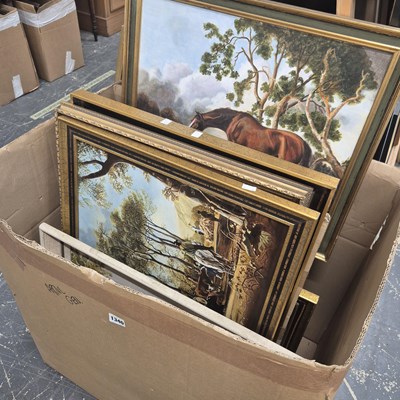 Lot 1340 - A selection of large oil on canvas paintings...