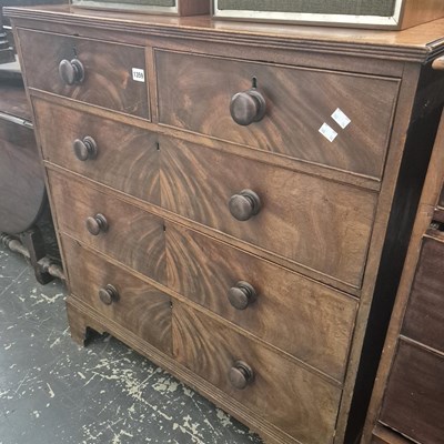 Lot 1359 - A 19th century chest of five drawers on...