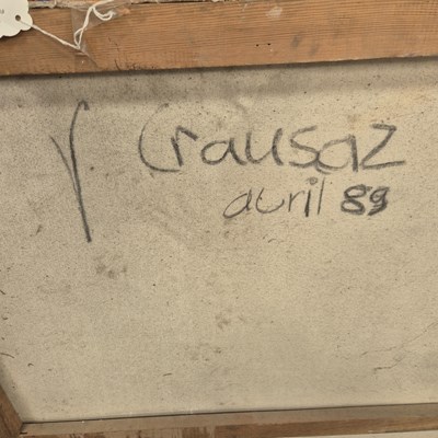 Lot 1379 - Two large abstract oil paintings by V. Crausaz....