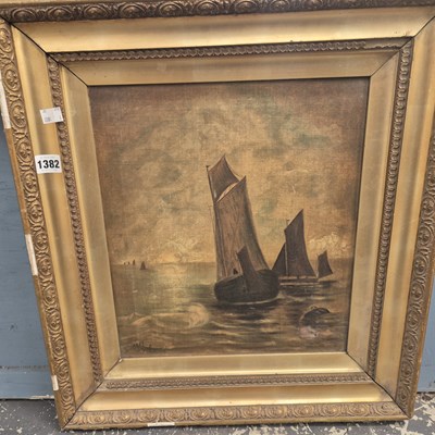 Lot 1382 - An early 20th-century oil on canvas. sailing...