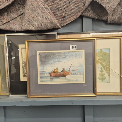 Lot 1383 - Various watercolours and decorative pictures.