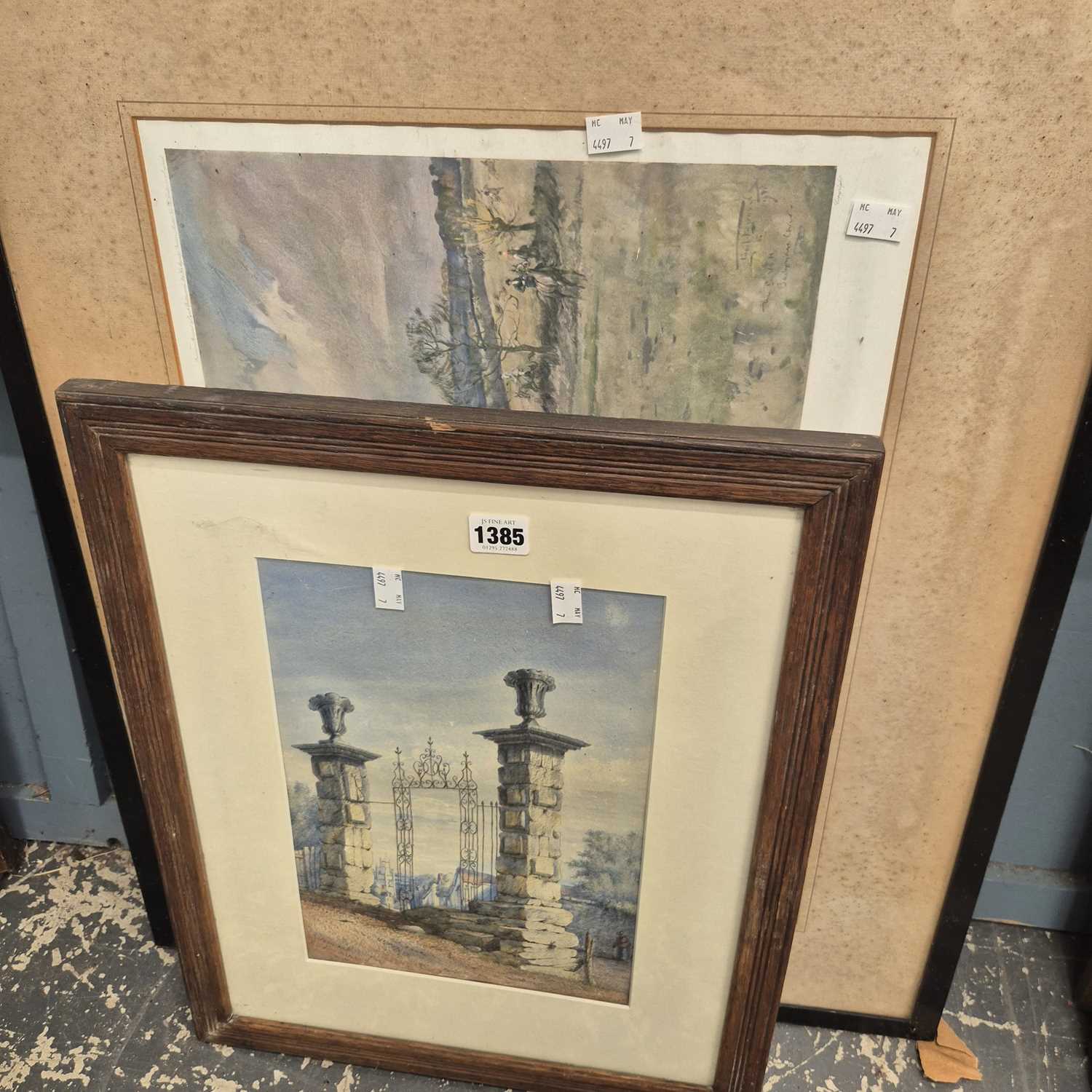Lot 1385 - A 19th-century watercolour. Warwick gates...