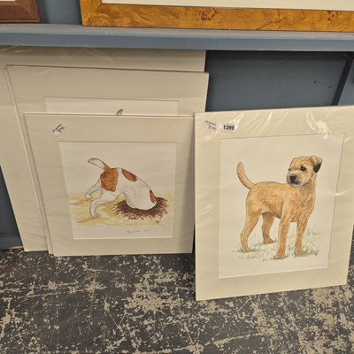 Lot 1399 - Four humorous watercolours of terriers etc.