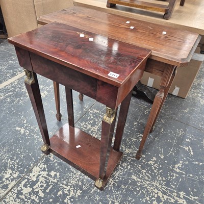 Lot 1411 - A small mahogany console table and a pine side...
