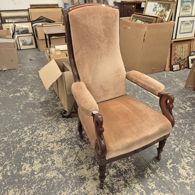 Lot 1412 - A WmIV mahogany show frame armchair and a...