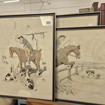 Lot 1413 - Three humorous sporting prints.