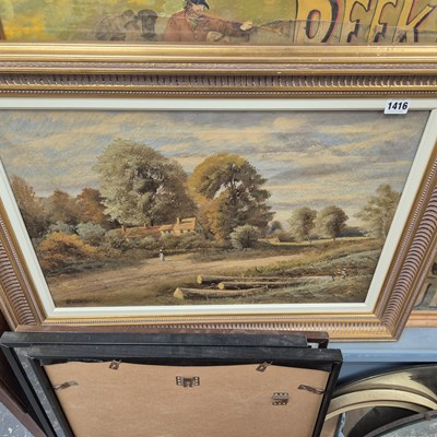 Lot 1416 - An oil on canvas rural scene.