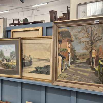 Lot 1429 - Four various watercolours and oils.