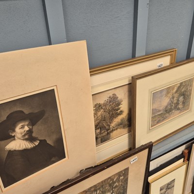 Lot 1431 - Two antique watercolours and a portrait print