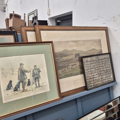 Lot 1441 - Three sporting prints and an antique engraving-...