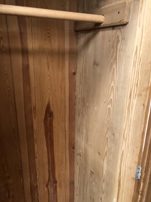 Lot 1451 - A large pine wardrobe. W 178 D 59 H 185 cm