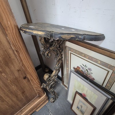 Lot 1452 - A Gilt and painted console table. H93 x W58 x...