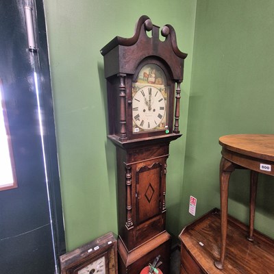Lot 798 - A 19th century oak and inlaid longcase clock...