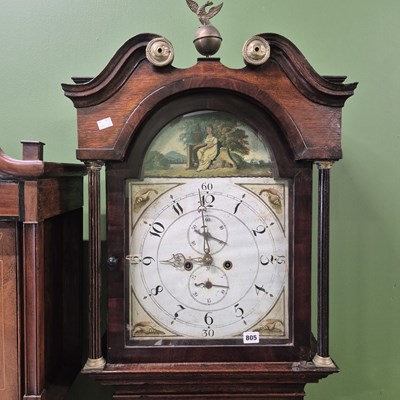 Lot 805 - An early 19th century oak cased 8-day longcase...
