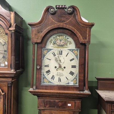 Lot 812 - A late Georgian mahogany and inlaid 8 day...
