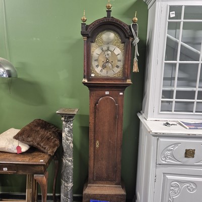 Lot 1494 - An 18th century oak cased 8-day longcase clock...