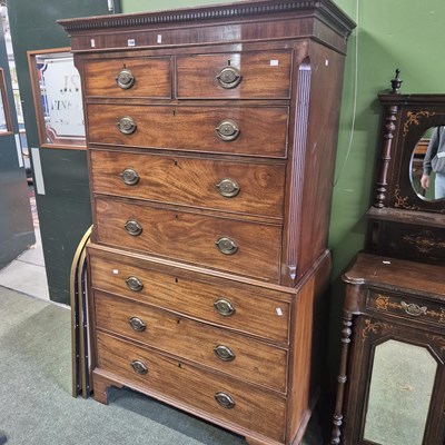 Lot 1498 - A Geo. III mahogany chest on chest.
