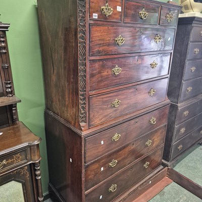 Lot 1501 - A Geo III mahogany chest on chest.