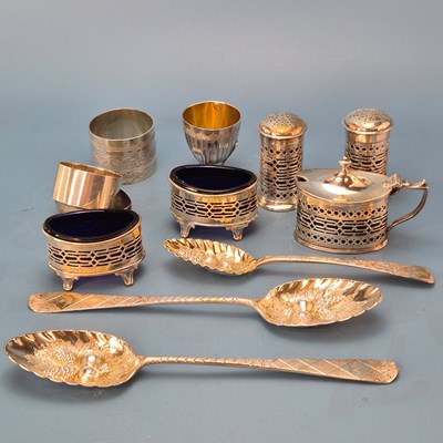 Lot 309 - A five piece silver condiment set by Millar...