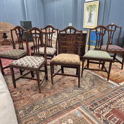 Lot 365 - A set of six mahogany Chippendale style chairs...