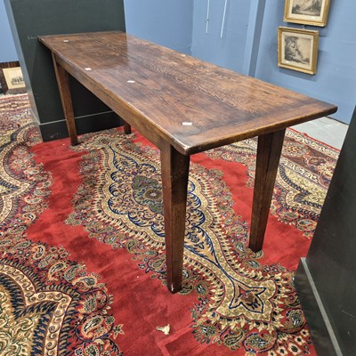Lot 368 - An oak refectory table, the cleated plank top...