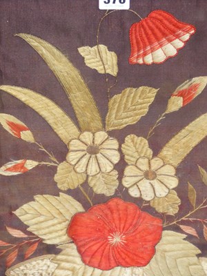 Lot 376 - A birds eye maple framed silkwork depicting...