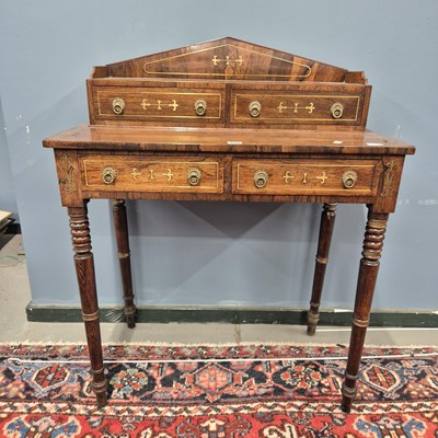 Lot 380 - A 19th century brass inlaid rosewood writing...