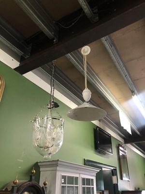 Lot 712 - A white adjustable pendant light, together...