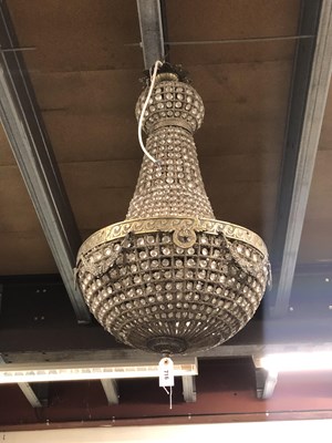 Lot 716 - A french basket bronze and crystal chandelier.