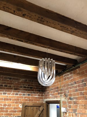 Lot 720 - A perspex modernist pendant light ftting.