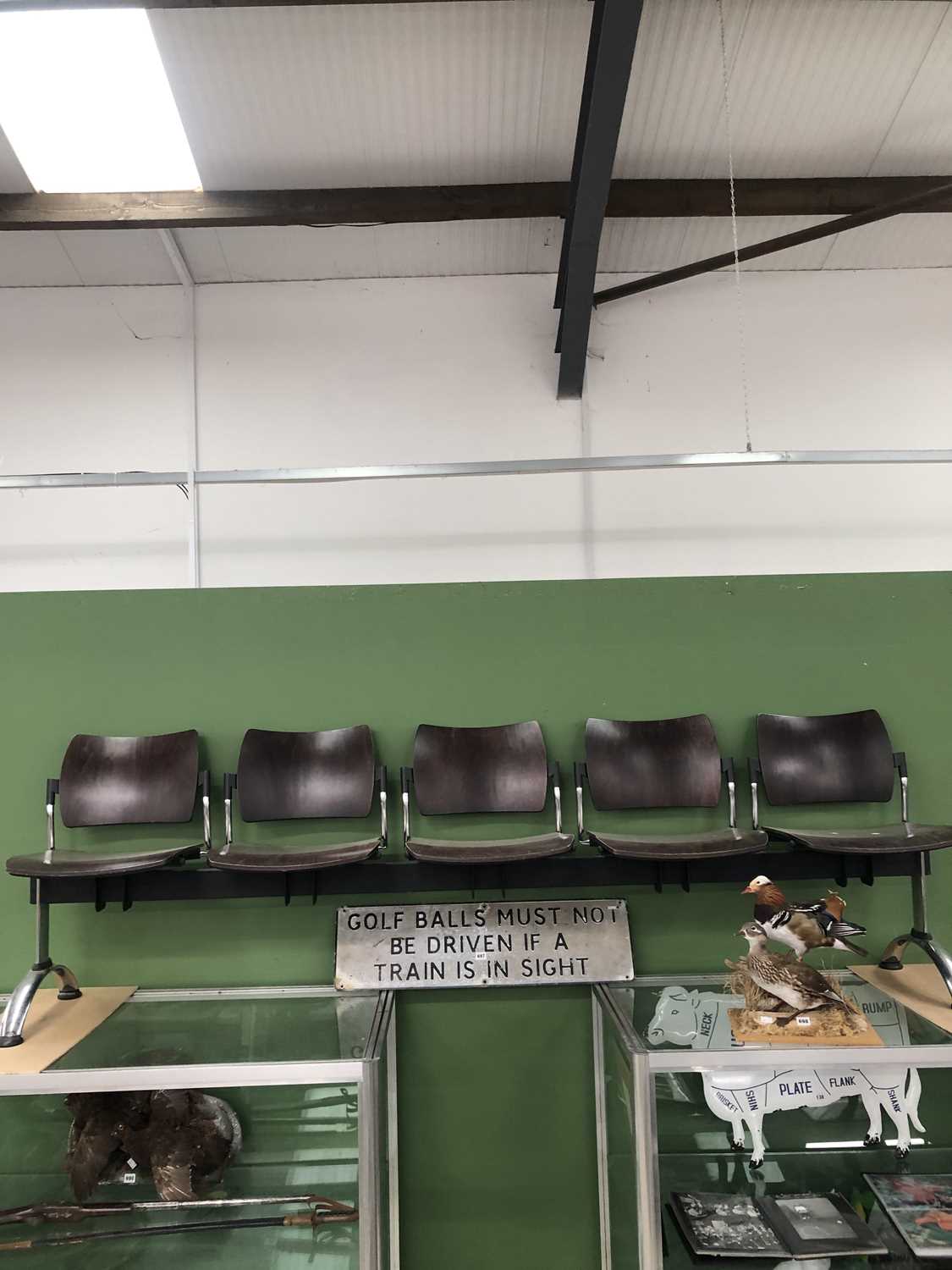 Lot 701 - A designer five seat wood and chrome bench