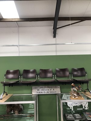 Lot 701A - A designer five seat wood and chrome bench