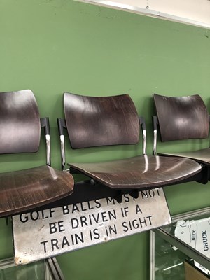 Lot 701 - A designer five seat wood and chrome bench