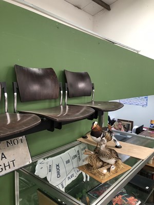 Lot 701 - A designer five seat wood and chrome bench