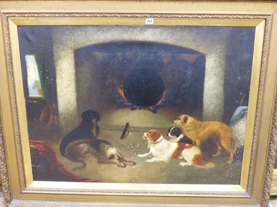 Lot 394 - Victorian school, dogs before a cauldron...